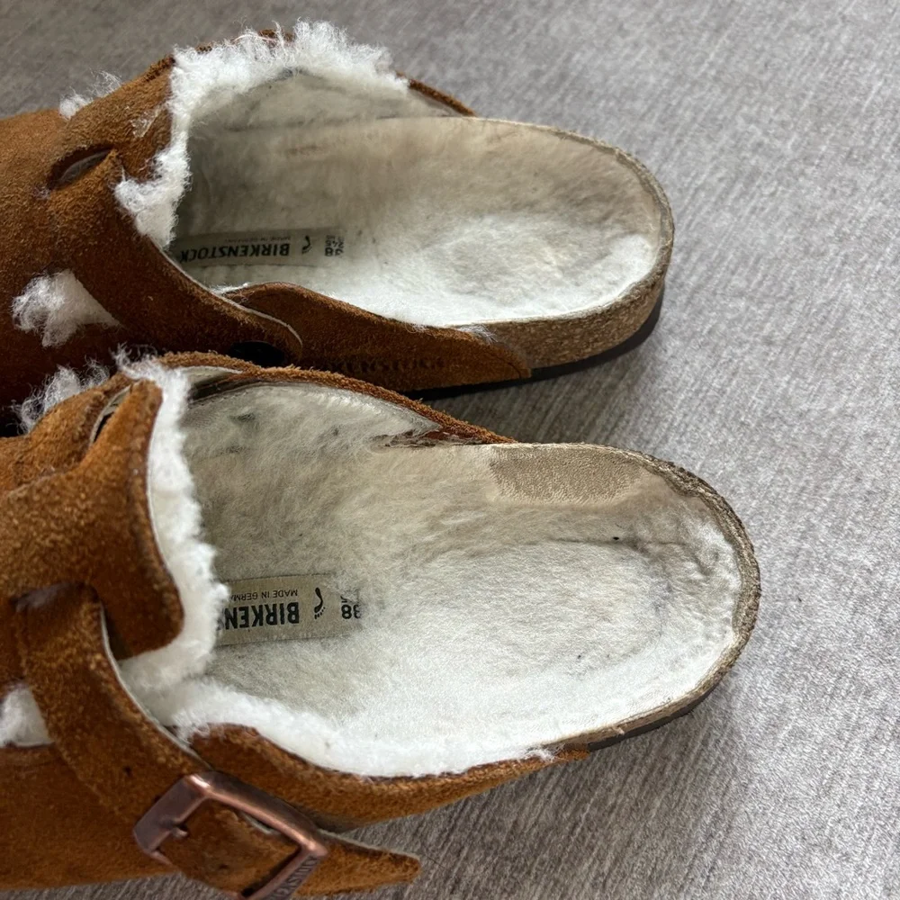 Birkenstock Boston Sherpa Clog Slides - Picture 2 of 5
